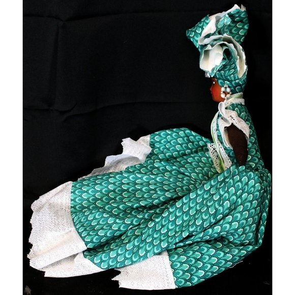 Caribbean Island Style Doll Green Dress Lace Trim Souvenir Ethnic New Orleans - Picture 6 of 12